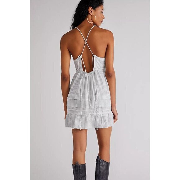FREE PEOPLE Desert Days Stripe Mini Dress in Ivory Combo Size Medium - Picture 14 of 15